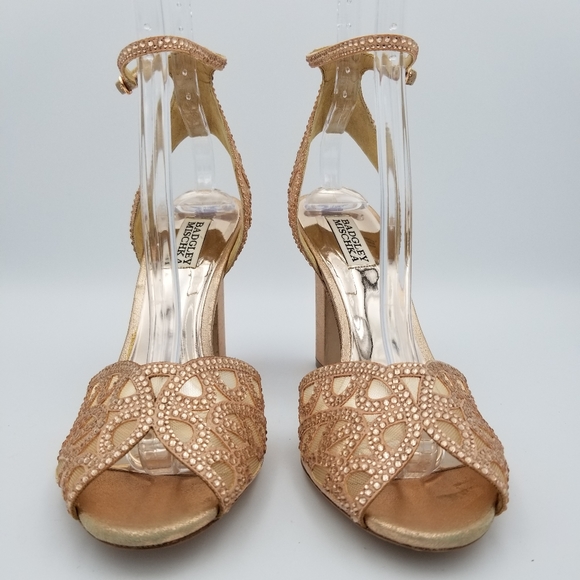 Badgley Mischka Hart Crystal Embellished Evening Shoes, Rose Gold, Women's 9.5 - Picture 14 of 16